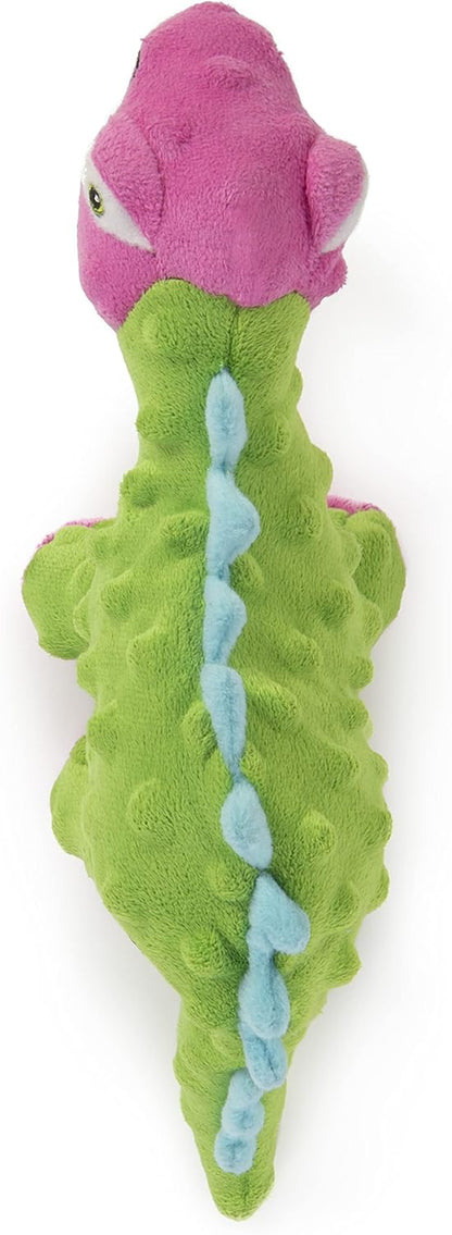 goDog Dinos Spike Squeaky Plush Dog Toy, Chew Guard Technology - Green, Small
