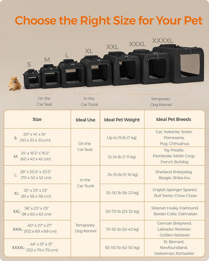 Feandrea 24 Inches Collapsible Soft Dog Crate, Portable Travel Dog Crate for Indoor and Outdoor Use, Dog Carrier Kennel with Safety Zippers, for Living Room, Car, Travelling, Camping, Black UPDC60H