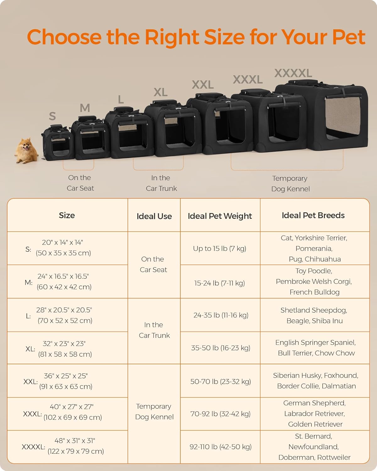 Feandrea 40 Inches Collapsible Soft Dog Crate, Portable Travel Dog Crate for Indoor and Outdoor Use, Dog Carrier Kennel with Safety Zippers, for Living Room, Car, Travelling, Camping, Black UPDC10H