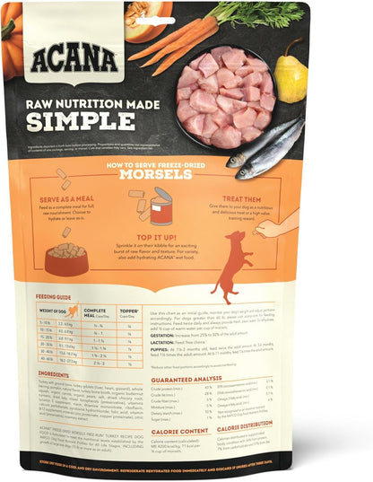 ACANA Grain-Free High Protein Freeze Dried Dog Food & Topper Free-Run Turkey Recipe Morsels 8oz Bag