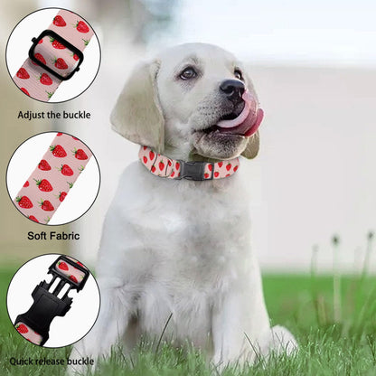 Red Strawberry Fruit Dog Collar Soft Pet Collars for Small Medium Large Breed Dogs Cats Puppy Kitten Terrier
