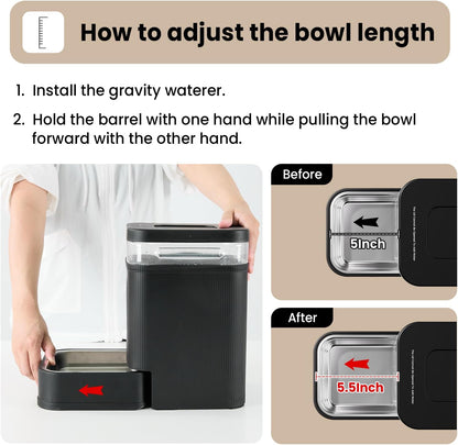 Gardner Pet Automatic Dog Water Dispenser Gravity Waterer with Stainless Steel Bowl Water Dispenser 8.5L Large Capacity Water Feeder with Filters for Dogs Cats Pets, BPA-Free Noise-Free (White, 8.5L)