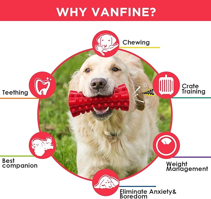 VANFINE Indestructible Squeaky Dog Toy – Tough Rubber Chew Toy for Aggressive Large Dogs, Durable and Safe for Interactive Play