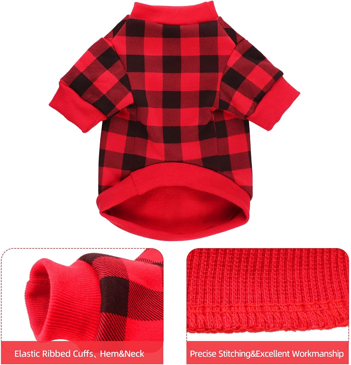 Dog Fleece Sweater for Small Dogs Buffalo Plaid Dog Clothes Soft Thickening Warm Puppy Clothes for Sweater Small Dogs Girl & Boy(S)