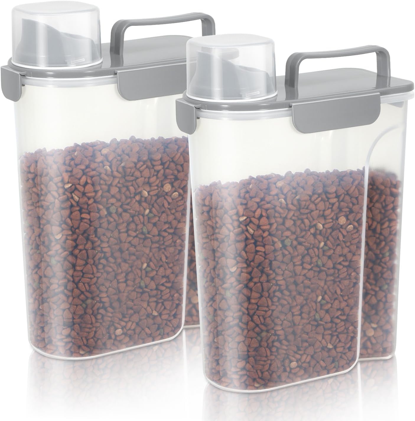 5Lbs Airtight Cat Dog Food Storage Container With Upgraded Large Nozzle, BPA-Free Pet Food Storage Containers For Rice, Grain, Pet Food, Flour Dog Treat Storage-2Pack Grey