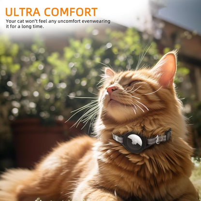 Airtag Cat Collar Breakaway, Odokele Reflective Cats Collars with Apple Air Tag Holder for Kitten, Cat GPS Tracker Adjustable Collars with Safety Quick Release Buckle for Kitties and Puppies - Black