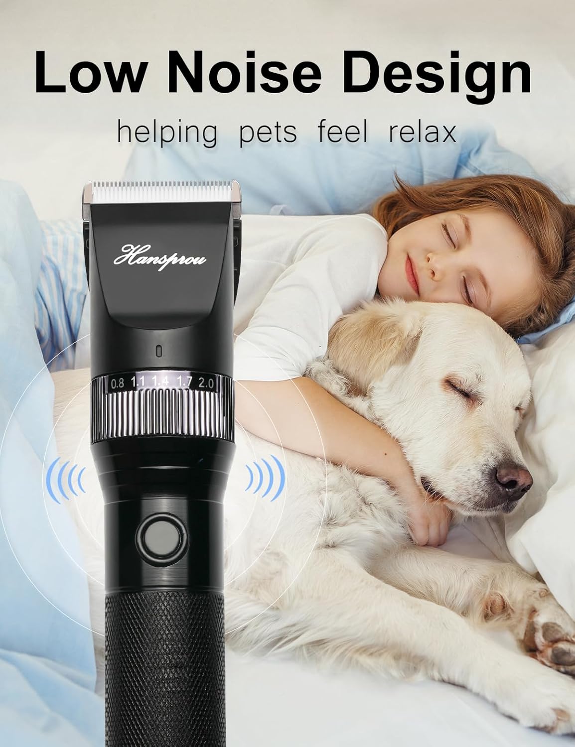 Dog Clippers for Grooming, 12V Professional Dog Clippers，Heavy Dutt Corded Pet Hair Trimmer Pet Trimmer for Thick Hair with Guard Combs Brush