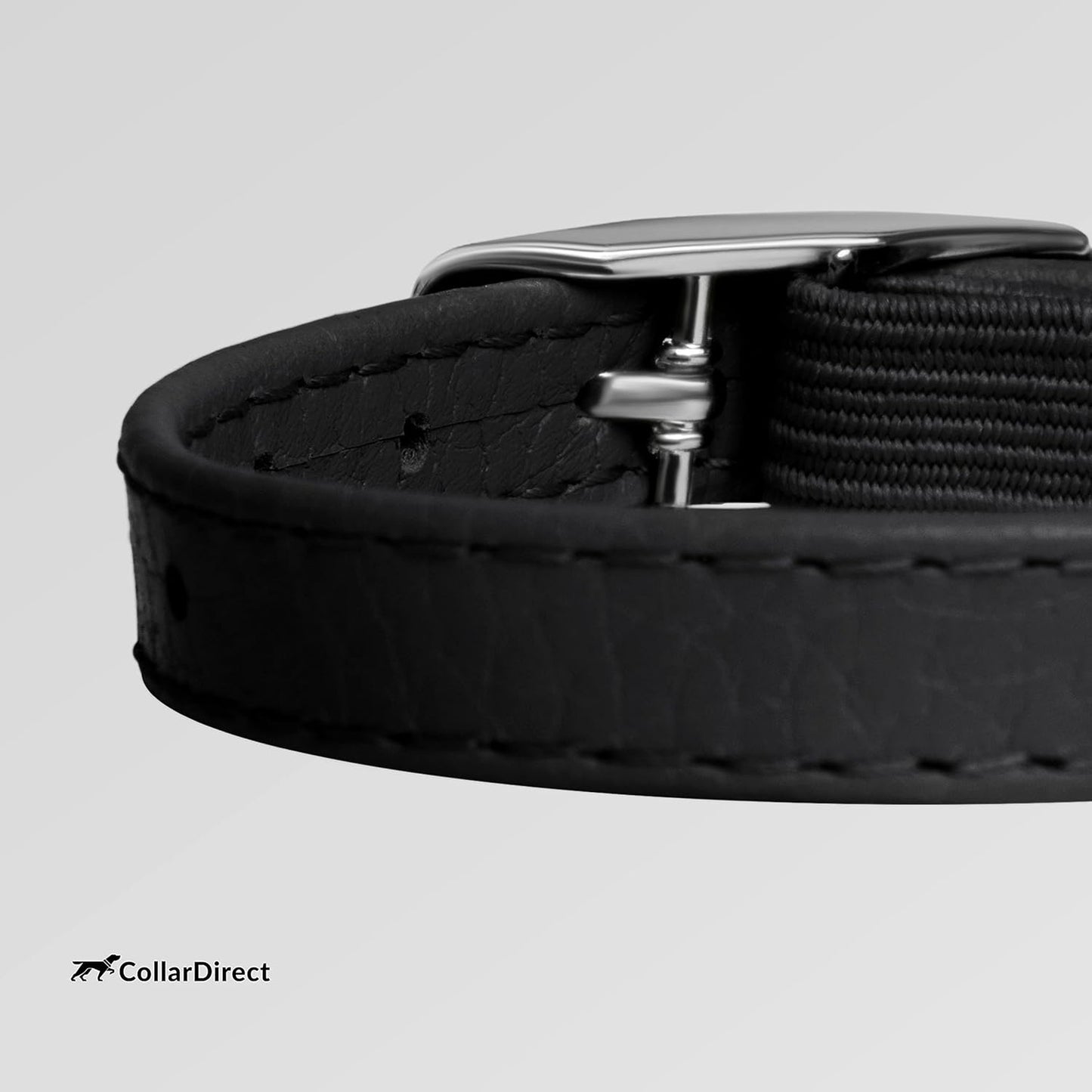 CollarDirect Leather Cat Collar, Cat Safety Collar with Elastic Strap, Kitten Strap with Bell Black Blue Red Orange Lime Green (6-7 Inch, Black)