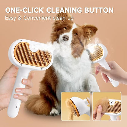 3-in-1 Pet Steam Brush Set for Dogs & Cats, Grooming Comb with Spray, Defur Tool, Water-Assisted Hair Removal, Gentle Cat & Dog Spritz Brush, Multi-Purpose Steam Grooming