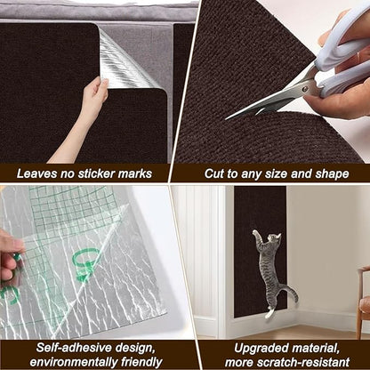 Cat Scratch Mat,118.5"x15.9" Trimmable Self-Adhesive Cats Scratch Carpet,Couch Protector from Cats Claw, Cat Scratch Furniture Protector, Indoor Furniture Protection for Chair, Wall,Sofa (Brown)