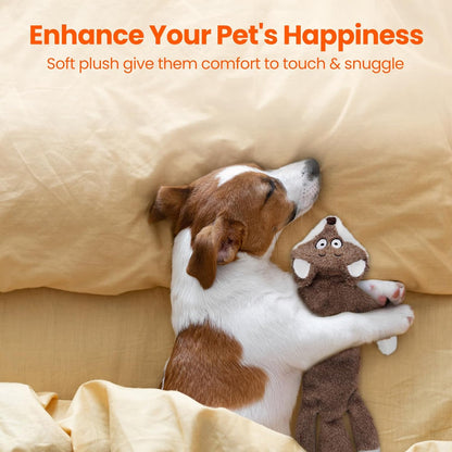 HGB No Stuffing Dog Toys for Aggressive Chewers, Squeaky Crinkle Plush Dog Toys to Keep Them Busy & Puppy Teething for Small, Medium, Large Breed, Cute Bunny & Redfox