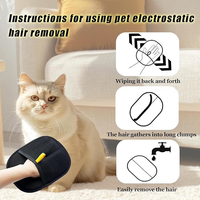 Pet Hair Removal Brush, Efficient Grooming for Pet Hair, Reusable Cat Dog Electrostatic Hair Remover Grooming Tool, for Couch, Furniture, Carpet, Curtain (2 Pcs)