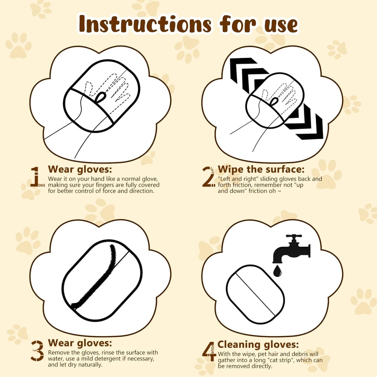 Pet Hair Removal Gloves,Electrostatic Gloves Pet Hair, Efficient Grooming Glove for Cats Dogs, Reusable Pet Hair Removal Tool for Couch, Furniture, Carpet, Curtain (3)