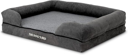 The Dog’s Bed, Medium Grey Plush Memory Foam, Pain Relief: Arthritis, Hip & Elbow Dysplasia, Post Surgery, Lameness, Supportive, Calming, Washable Cover