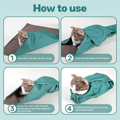 Paw Legend 21.7" Cat Wrap for Grooming Cat Wrap for Cutting Nails Cat Restraint for Nail Clipping Self Adhesive Blanket Restraint Cloth for Cats Within 6lbs