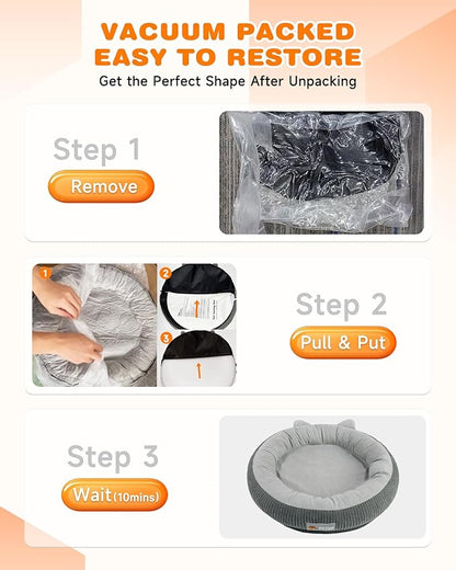 Heated Cat Bed Indoor Pets – Adjustable Temperature 86-131℉ Cat Heating Pad with Timer, Chew Resistant 87 Inch Cord, Washable Cover, Round Cozy Donut Pet Bed for Small Cats Kittens Dogs