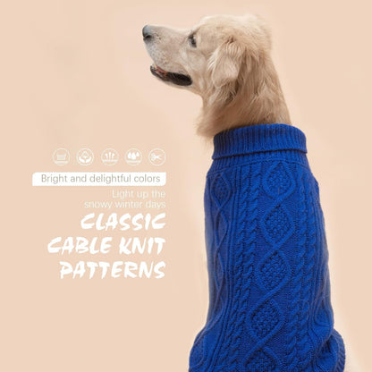 BINGPET Thermal Knitted Dog Sweater for Small Medium Large Dogs,Winter Dog Cat Coat Warm Sweartershirts Outfits,Classic Cable Knit Turtleneck Pullover Dog Jumper Coat Warm Sweartershirts(Blue,M)