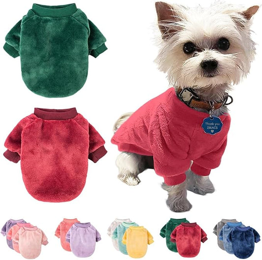 FabriCastle Christmas Dog Sweater, 2-Pack Dog Clothes, Soft and Warm Pet Jackets for Small Dogs & Cats, Winter Pet Apparel Costumes, Puppy Outfits (Dark red,Dark Green, Medium)