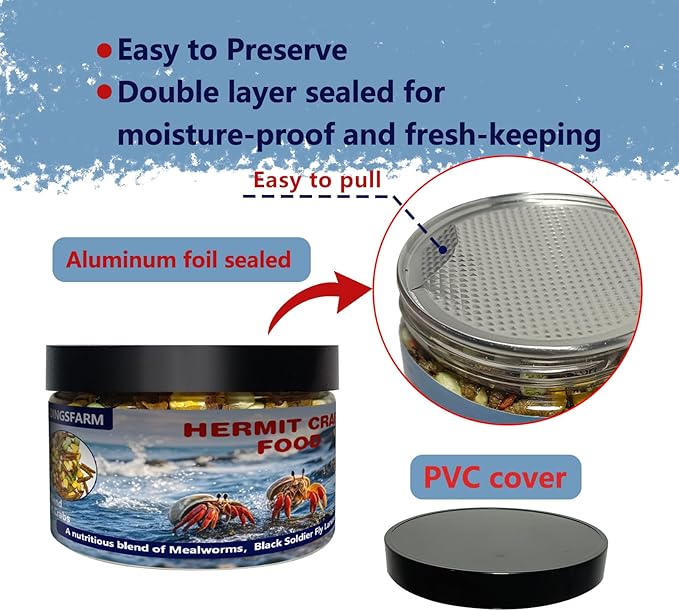 Hermit Crab Food, 4 oz Buffet Blend Mix with Mealworms, Black Soldier Fly Larvae and vegetables, Buffet Blend for Hermit Crab