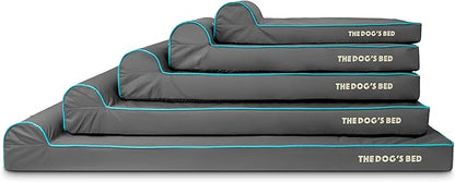 The Dog’s Bed Orthopedic Headrest Dog Bed Med Grey/Blue, Memory Foam, Pain Relief: Arthritis, Hip & Elbow Dysplasia, Post Surgery, Lameness, Waterproof Washable Cover