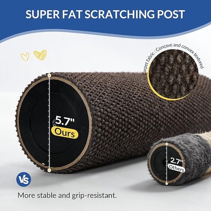 Cat Craft Cat Scratching Post Large Reticulate Carpet Scratching Post for Indoor Cats, Tall Cat Scratch Post, Carpet Cat Scratcher with Replaceable Toys, Sturdy Base, Large, Brown