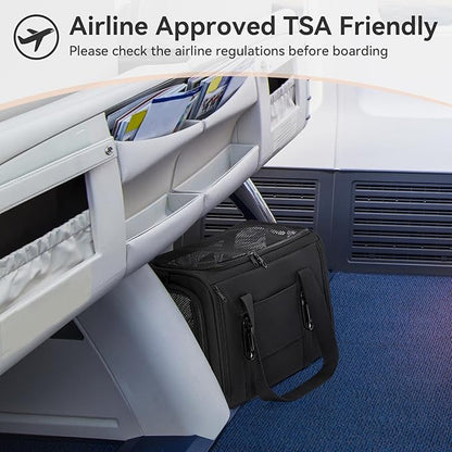 PETSFIT Cat Car Carrier for Small/Medium Cats Dogs, 18"x11"x11" Airline Approved Cat Carrier, with Patent Safety Buckles and Escape-Proof Zipper - Safeguarding Car Travel, Airplane, Vet, Outdoor