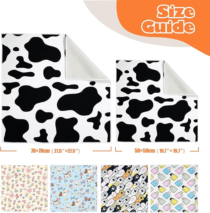 Cat Grooming Wrap, Cat Wrap Self-Adherent, Anti-Scratch Anti-Bite, Anti-Escape Grooming Bag for Cats Nail Clipping, Ear Cleaning, and Teeth Brushing (19.7 × 19.7" Cow Pattern)