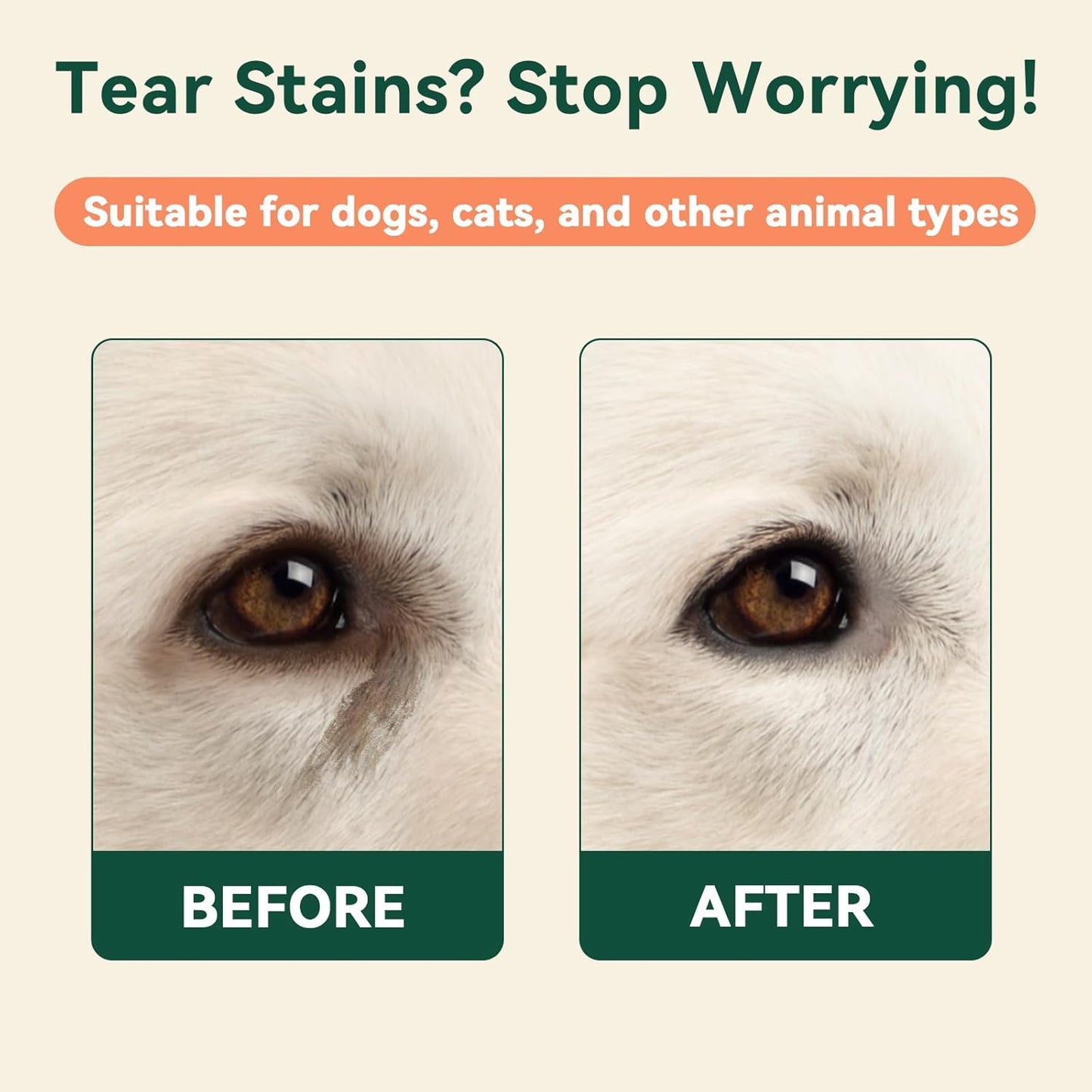 Pet Eye Wipes – 100 Count Unscented Tear Stain Remover | Natural Coconut Oil, Kakadu Plum, Cranberry, Provitamin B5 Formula | Gentle Eye Cleaning Pads for Discharge, Mucus & Saliva Stains