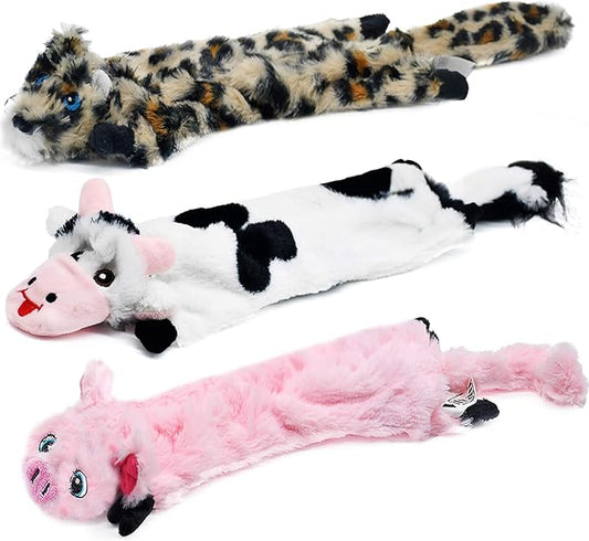 SHARLOVY Dog Squeaky Toys No Stuffing, 3 Pack Crinkle Dog Toys for Small Breeds or Puppy, Durable Chew Plush Cute Animals Natural for Teething Pet for Boredom