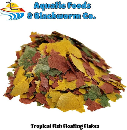 Aquatic Foods Inc. Tropical Fish Flakes, Mix of Krill, Color Enhancing, Spirulina Flakes for Cichlids, Angels, Tetras, Guppies, All Tropical Fish...WL…2-lbs Poly Bag
