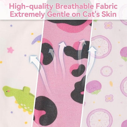 3 PCS Cat Recovery Suit for Spay Abdominal Wounds Female, Cat Onesie for Cats After Surgery, Pet Surgery Recovery Suit Kitten Onesie for Cats Anti Licking