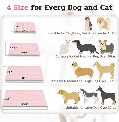 NWK Pack of 4 Fluffy Self Warming Cat Mat, Cat Blanket, Thermal Dog Mat, Washable, Non-Slip Bottom for Sofa & Crate & Kennel & Car Seat (Blush Pink, Medium (27'' X 18.5'' X 0.7''))