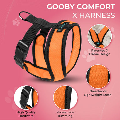 Gooby Comfort X Head-in Harness - Orange, Small - No Pull Dog Harness with Patented Choke-Free X Frame for Small Breeds - Indoor and Outdoor Use