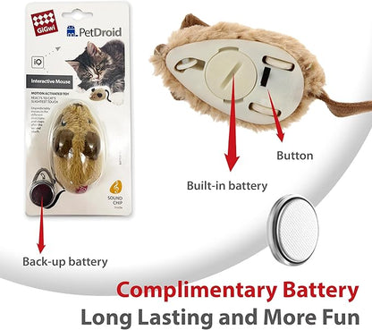 PETGEEK Gigwi Interactive Cat Toys for Indoor Cats, Automatic Electronic Moving Mouse Cat Toy with Realistic Squeaky, Kitten Toys for Hunting Play Exercise (Set)