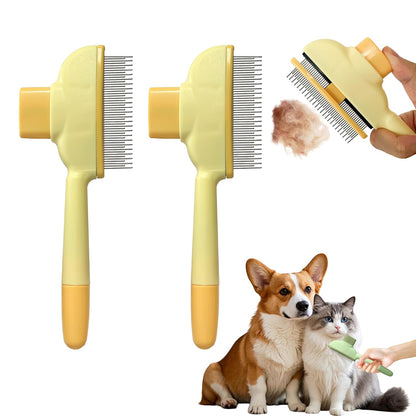 Cat Hair Brush & Dog Brush, Deshedding Brush for Long or Short Haired Pets, Removes Loose Fur, Durable Stainless Steel & ABS Design (yellow 2pcs)