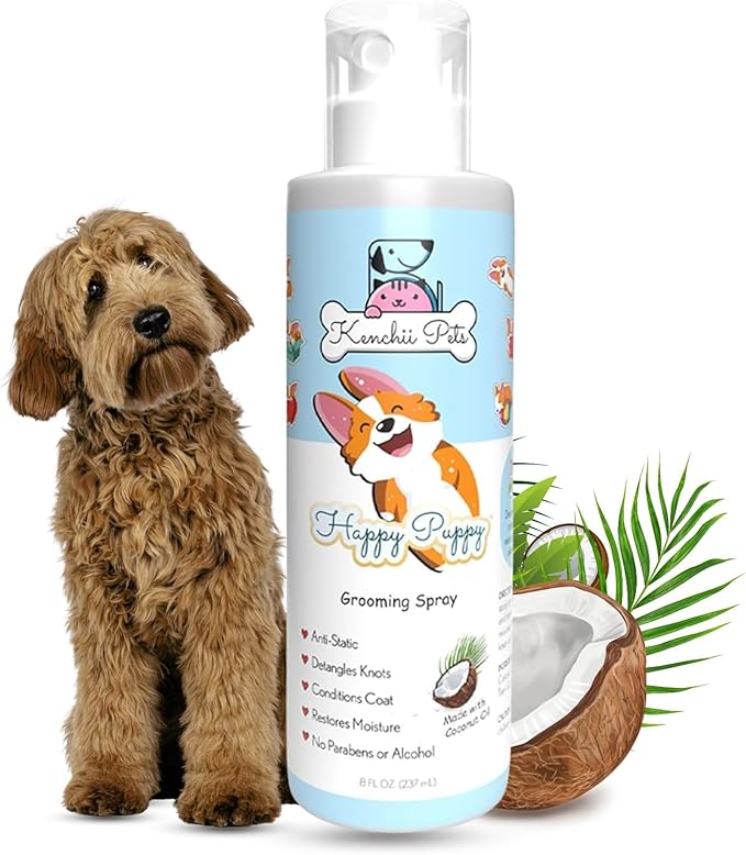 Kenchii Professional Pet Grooming Spray for Puppies and Dogs - All-Natural Scented Moisturizing Dog Detangler Spray - Puppy Conditioner Coat Shine Spray - Dog Grooming Supplies