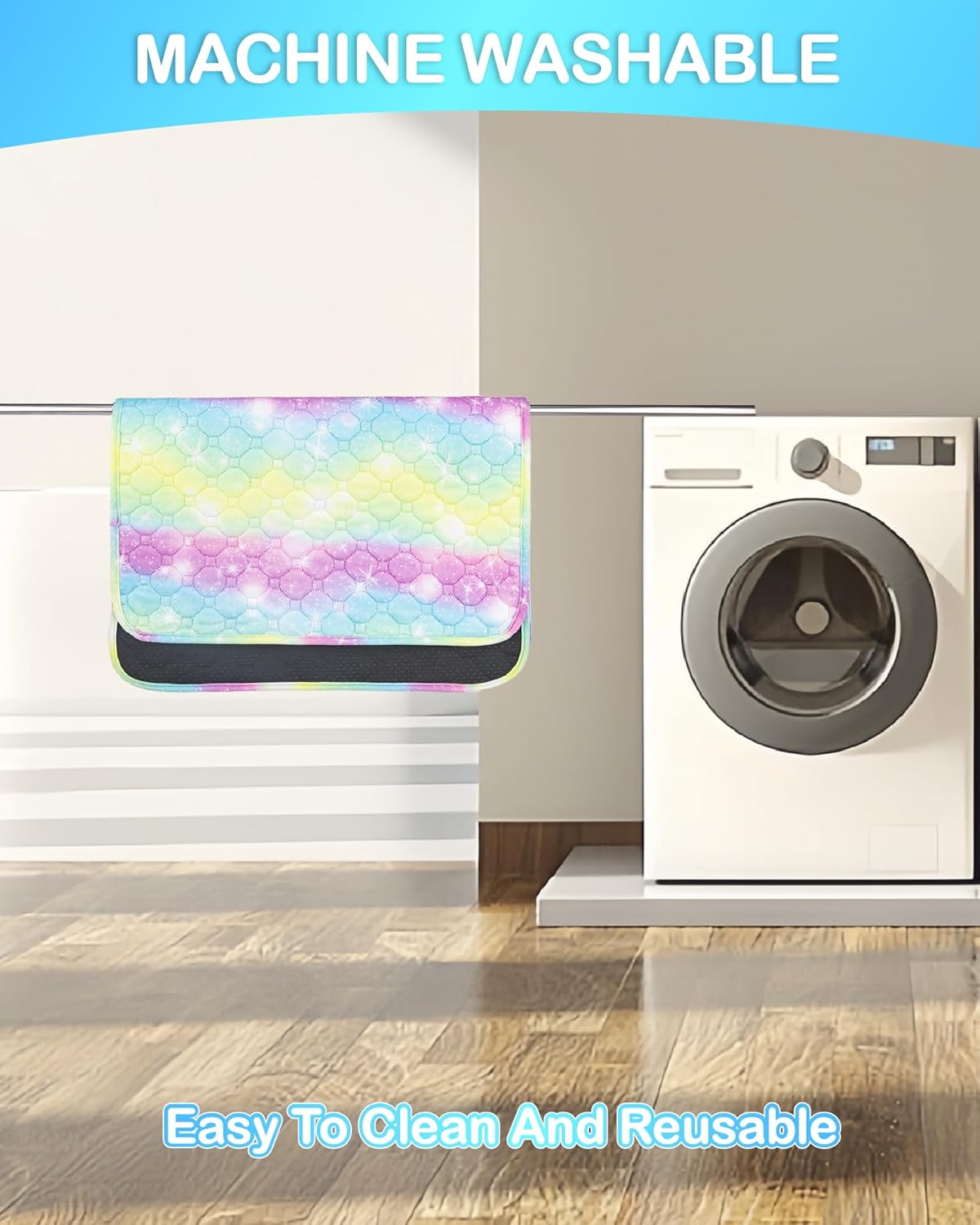 3 Pack 28” x 20” Rainbow Guinea Pig Cage Liners,Washable Guinea Pig Pee Pads,Guinea Pig Bedding for Rabbits Ferret Hamster Chinchilla Bunny Small Animals