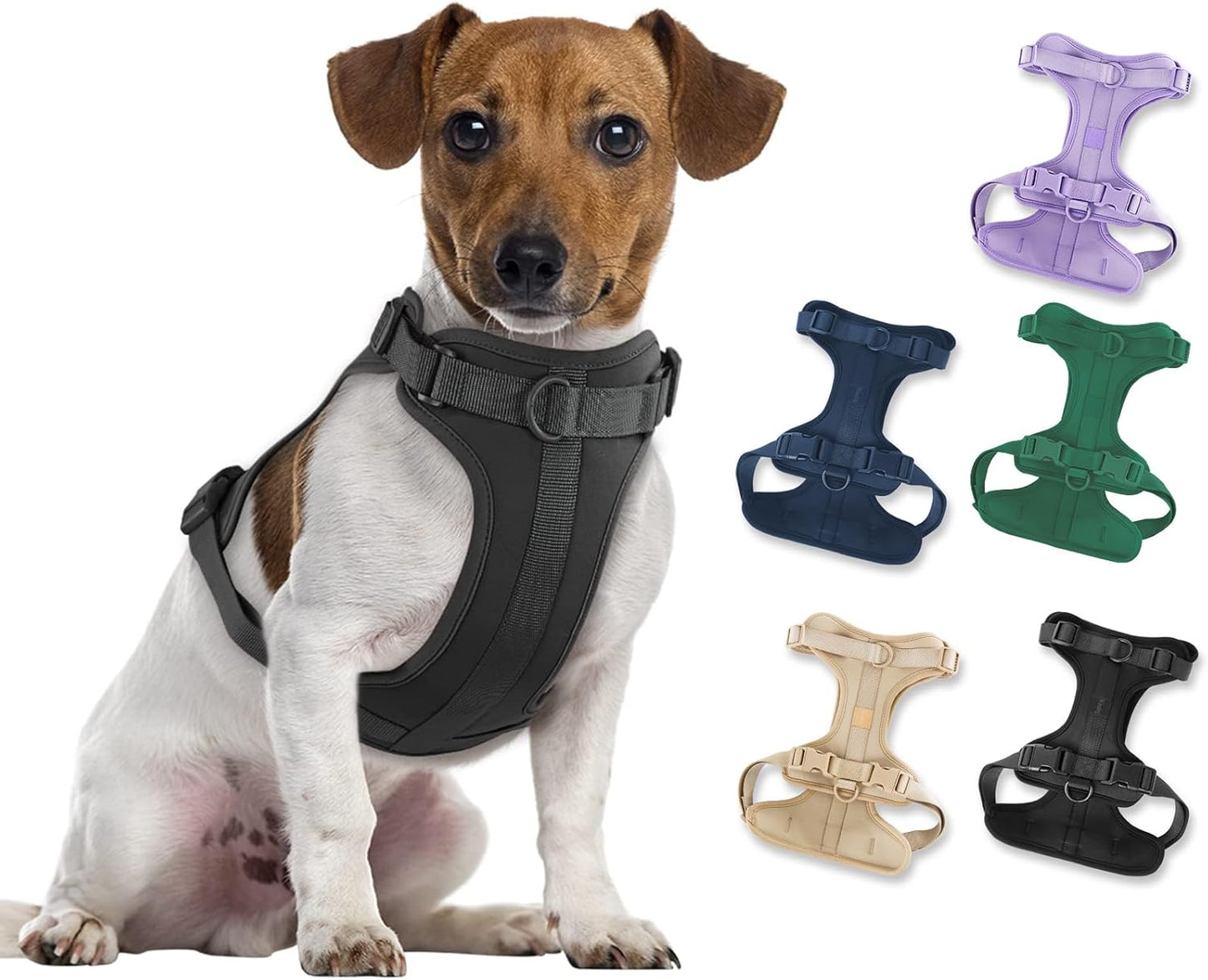 No Pull Lightweight Dog Harness: Adjustable Durable Breathable Mesh Pet Vest Harness with Soft & Comfortable Cushion, for Small Medium Large Dogs (Medium, Black)