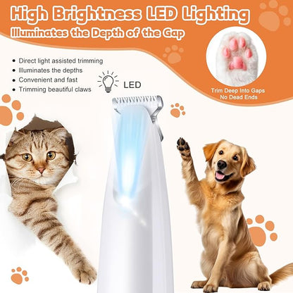 Dog Paw Trimmer with LED Light, 18mm Widen Blade, 35dB Low Noise, LED Display, Fully Waterproof, USB Rechargeable Pet Hair Trimmer for Dogs Cats Trimming Paws, Eyes, Ears, Face and Rump