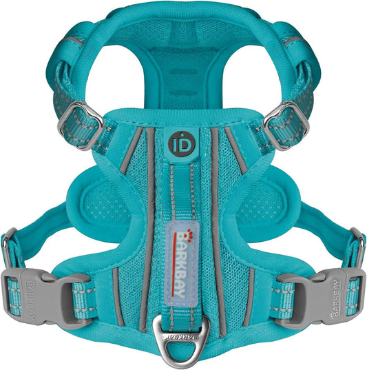 BARKBAY Dog Harness No Pull with ID Tag Pocket - Heavy Duty, Reflective, Easy Control for Large Dogs(Ocean Blue,XS)
