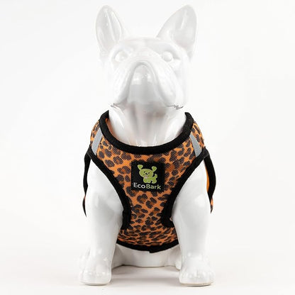 EcoBark Step in Dog Harness - Eco-Friendly Dog Harnesses for for Small & Medium Breed Dogs - Reflective and Adjustable Chest Body Halter Vest -Soft Luxurious Mesh (Leopard, XL)