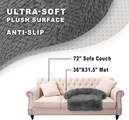 Tinaco Luxurious Calming Dogs/Cats Bed Mats, Dog Pad Washable Removable Couch Cover, Plush Long Fur Mat for Pets, Waterproof Lining, Perfect for Small, Medium and Large Dogs and Cats (Beige, 36"x31")