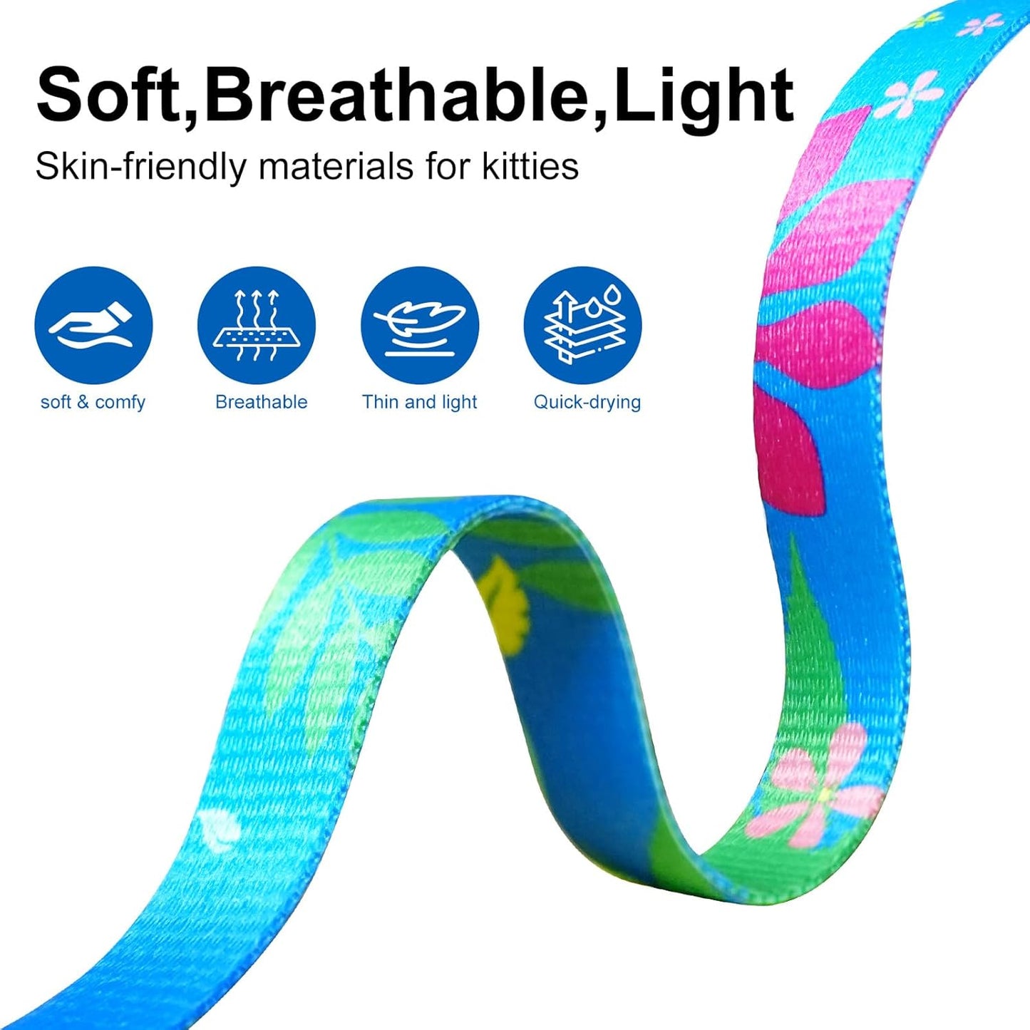 Cat Harness and Leash Set with Matching Collar – Escape Proof Harness for Cats, Adjustable & Lightweight, Tropical Hawaiian Leaf Print, Easy Wear for Outdoor Walking & Training