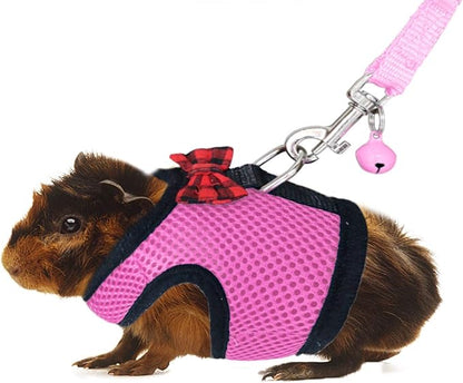Rypet Guinea Pig Harness and Leash - Soft Mesh Small Animal Harness with Safe Bell, No Pull Comfort Padded Vest for Guinea Pigs, Ferret, Chinchilla and Similar Small Animals