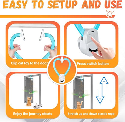 Interactive Cat Toys for Indoor Cats Automatic Electric Flying Bird Feather Mouse Toy - Best Kitten & Adult Cat Enrichment Mouse cat Toy Hanging Electric Kitty Toys for Bored Cats（Blue）