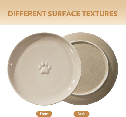 6.1'' Ceramic Wide Cat Dishes, Set of 3 Ceramic Cat Bowls, Indoor Kitten Feeding Wet & Dry Shallow Food Dish Anti Whisker Fatigue(3 Pcs)