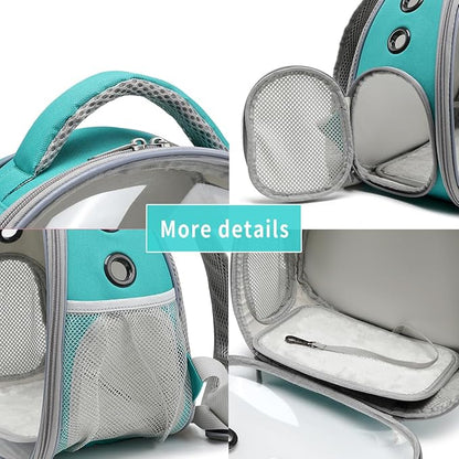 Bearded Dragon Lizard Backpack Carrier with Harness and Leash Set, Small Animal Carrier Backpack, Space Capsule Bubble Window, Small Pet Carrier Backpack, Airline Approved(Green)