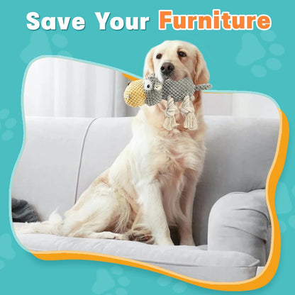 Dog Toys for Aggressive Chewers - Squeaky Dog Toys to Keep Them Busy for Large Dogs (Gray, Medium)