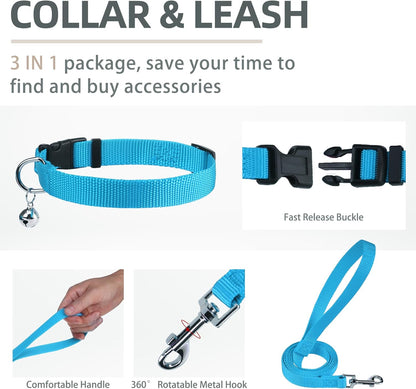 PUPTECK Adjustable Dog Harness Collar and Leash Set Step in No Pull Pet Harness for Small Medium Dogs Puppy and Cats Outdoor Walking Running, Soft Mesh Padded Reflective Vest Harnesses