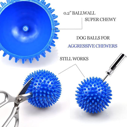 Dog Balls 4.5" Squeaky Dogs Ball for Large Spikey Dog Ball for Aggressive Chewers Heavy Duty Teething Medium Durable Dogs Balls (2 Pack)